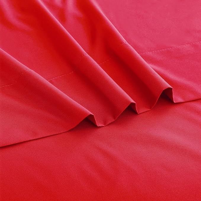 Sfoothome Queen Flat Sheet Red Top Sheet, Premium Hotel 1-Piece, Luxury and - Image 3