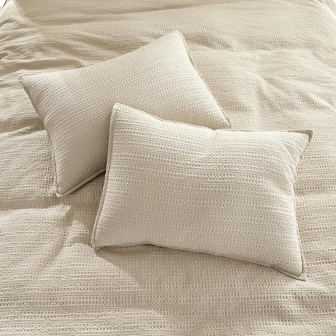 WDCOZY 100% Cotton Luxury Honeycomb Duvet Cover Set Queen Size - Image 3