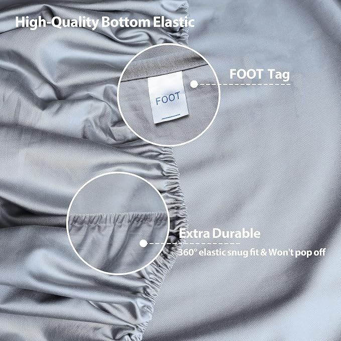 Queen Size Fitted Sheet Only Gray, 100% Egyptian Cotton 600 Thread Count - Image 5