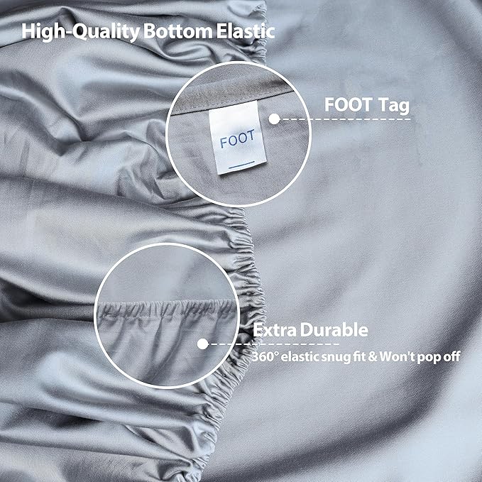 California King Size Fitted Sheet Only Gray, 100% Egyptian Cotton 600 Thread - Image 5