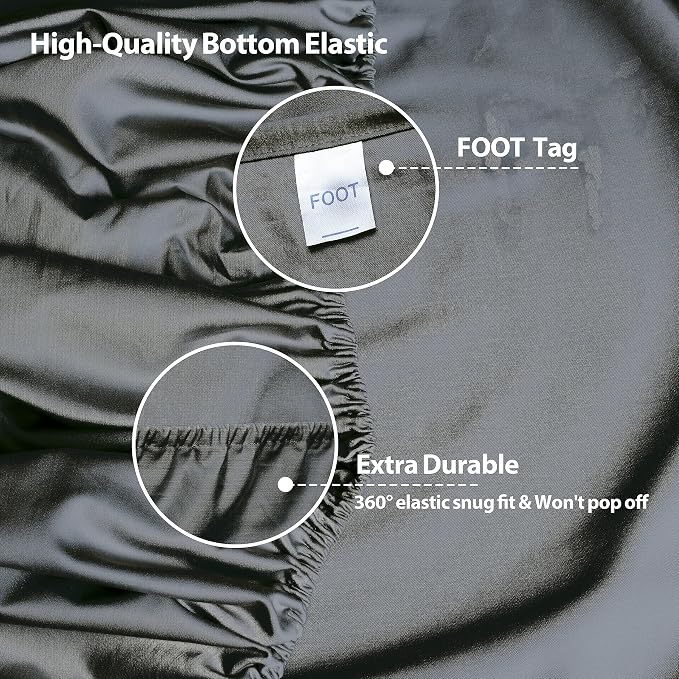Twin Size Fitted Sheet Only Dark Grey, 100% Egyptian Cotton 600 Thread Count - Image 5