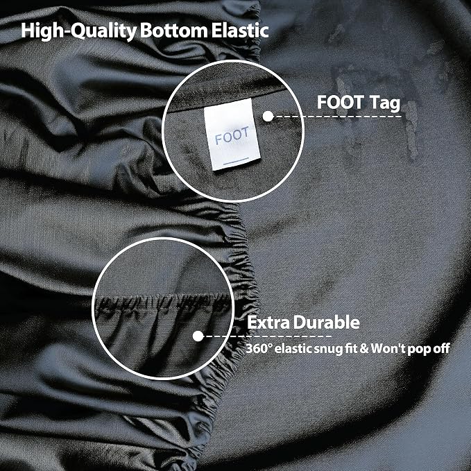 Full Size Fitted Sheet Only Black, 100% Egyptian Cotton 600 Thread Count - Image 5